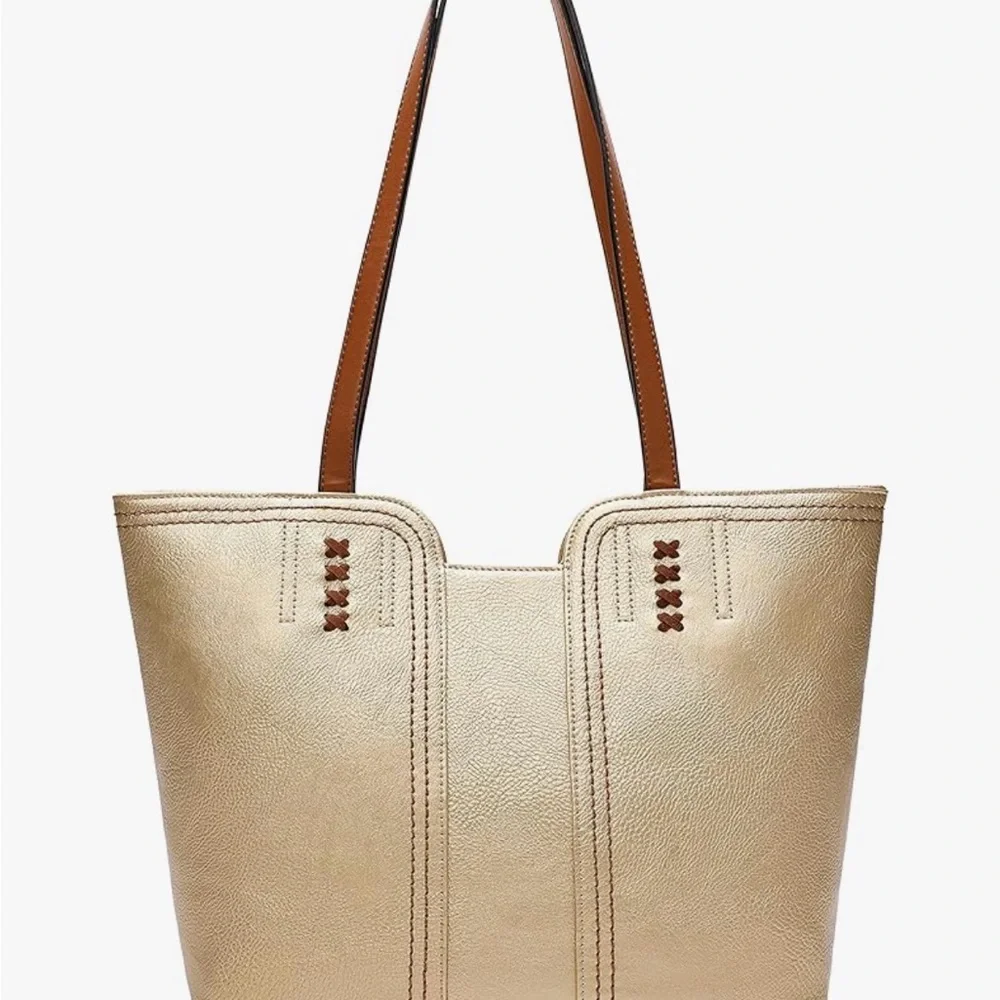 Montana West Gold and Brown Tote Bag - Picture 1 of 1